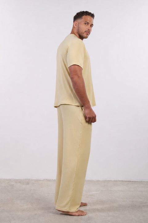 PYJAMA HALF SLEEVES WITH PANTS SET — MENS YELLOW