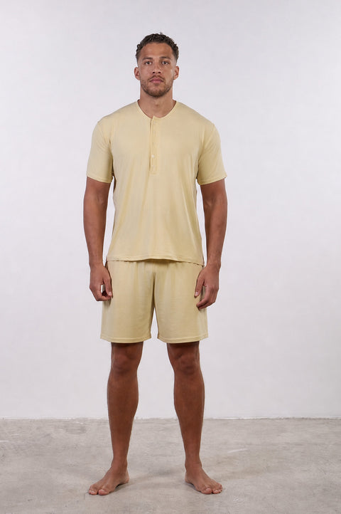 PYJAMA HALF SLEEVES WITH SHORTS SET — MENS YELLOW