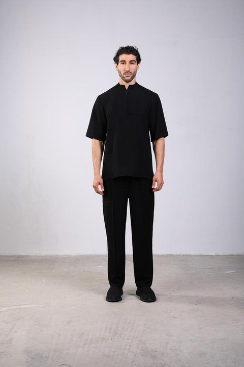 CLASSIC SHIRT HALF SLEEVES SET — MENS BLACK