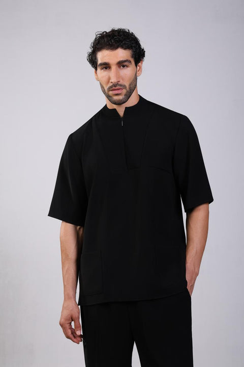 CLASSIC SHIRT HALF SLEEVES SET — MENS BLACK