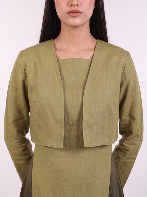 THE CROPPED LINEN COVER-UP — WOMENS MOSS GREEN