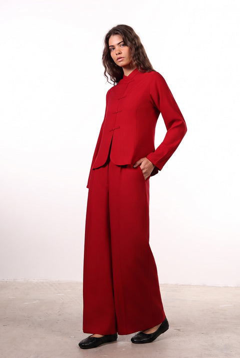THE JAPANESE LINEN BLEND SET — WOMENS RED