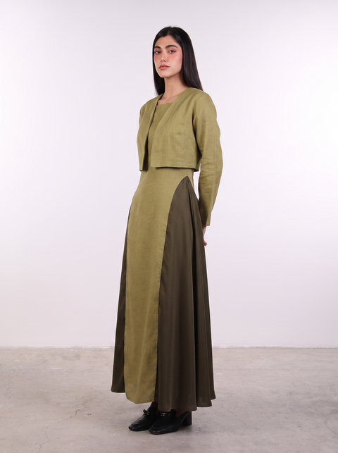 THE CROPPED LINEN COVER-UP — WOMENS MOSS GREEN