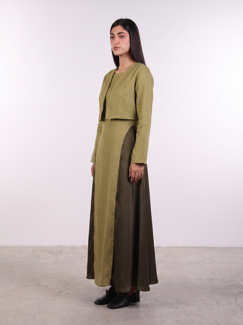 THE CROPPED LINEN COVER-UP — WOMENS MOSS GREEN