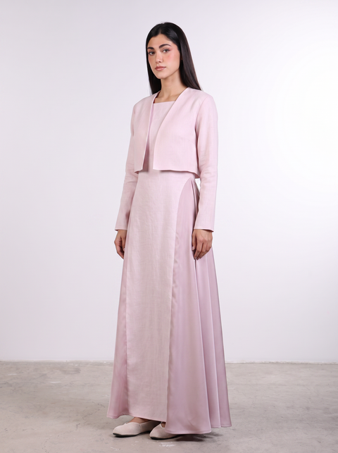 THE CROPPED LINEN COVER-UP — WOMENS PINK