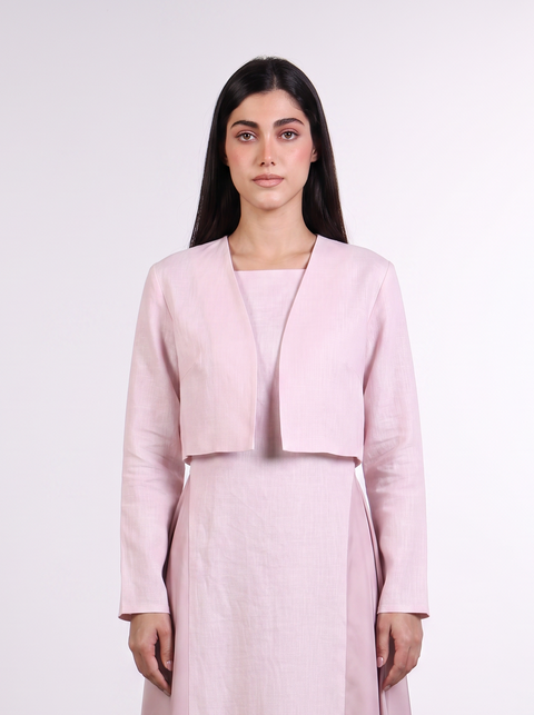THE CROPPED LINEN COVER-UP — WOMENS PINK