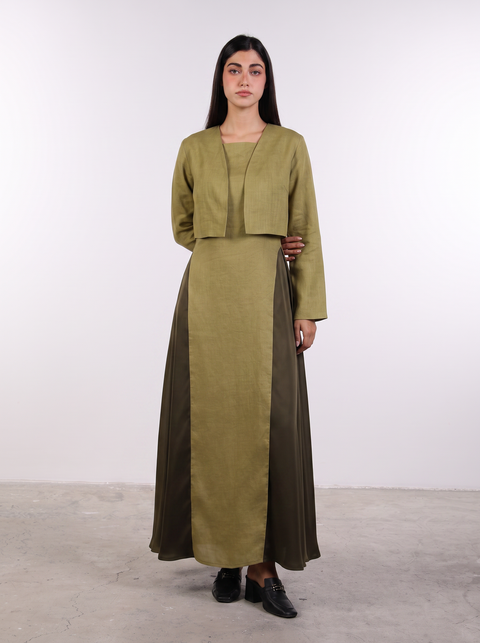THE CROPPED LINEN COVER-UP — WOMENS MOSS GREEN