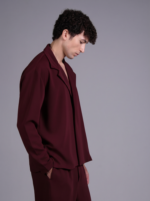 CAPRI SHIRT FULL SLEEVES  — MENS BURGUNDY